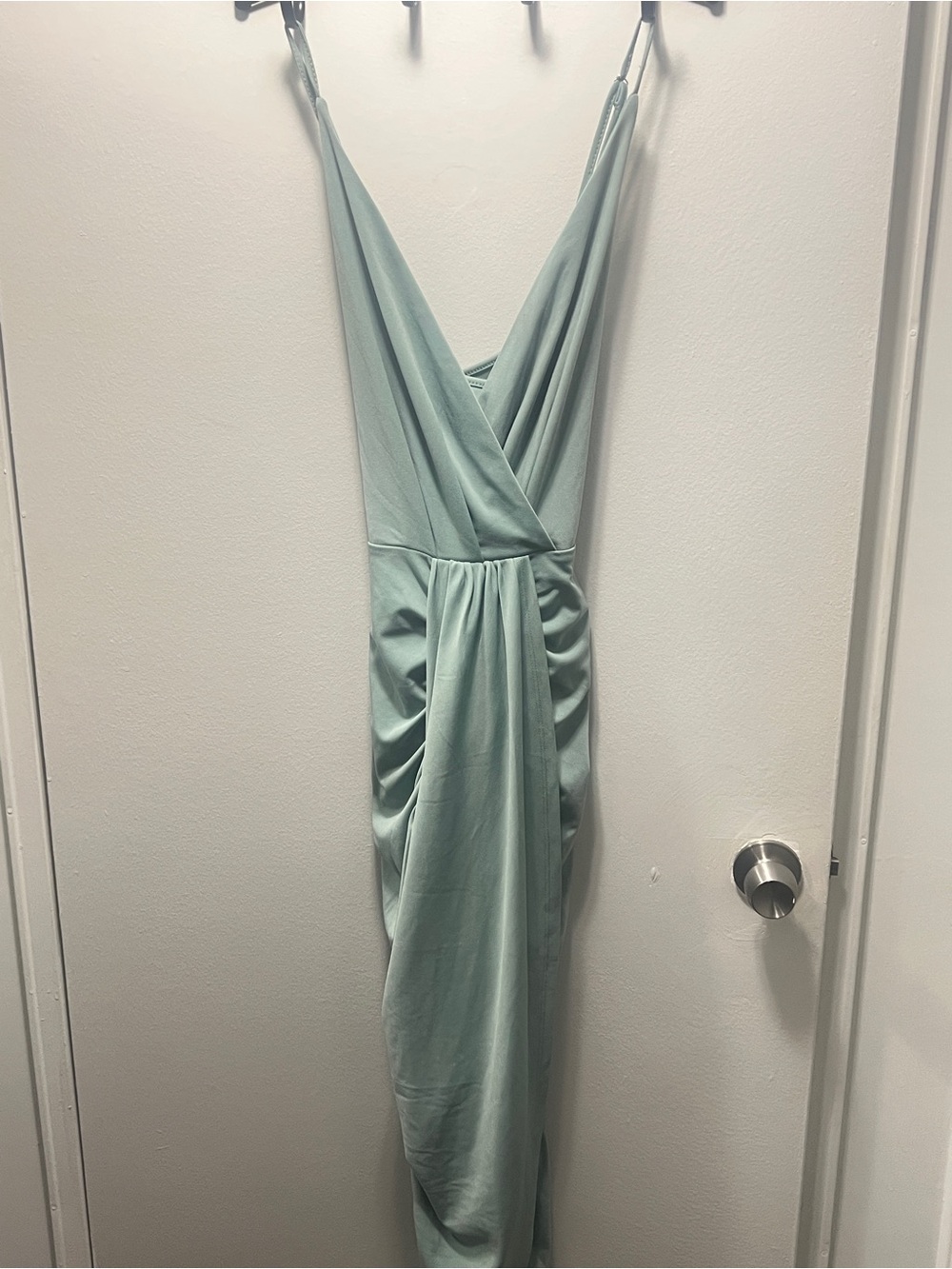 Mint Green Ruched Wrap Maxi Dress - Picture 3 of 14